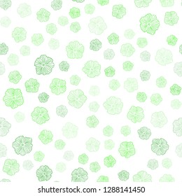 Light Green vector seamless doodle texture with flowers. Creative illustration in blurred style with flowers. Texture for window blinds, curtains.