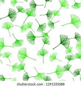 Light Green vector seamless doodle background with leaves. leaves on blurred abstract background with gradient. Design for wallpaper, fabric makers.