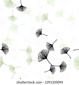 Light Green vector seamless doodle background with leaves. leaves on blurred abstract background with gradient. Pattern for design of fabric, wallpapers.