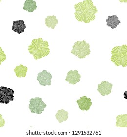 Light Green vector seamless doodle background with flowers. Illustration with colorful abstract doodle flowers. Design for wallpaper, fabric makers.