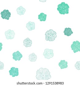 Light Green vector seamless doodle template with flowers. Colorful illustration in doodle style with flowers. Template for business cards, websites.