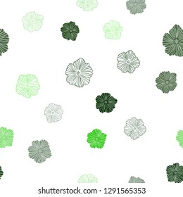 Light Green vector seamless doodle texture with flowers. Abstract illustration with flowers in doodles style. Pattern for design of fabric, wallpapers.
