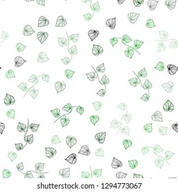 Light Green vector seamless doodle template with leaves. A vague abstract illustration with leaves in doodles style. Pattern for design of fabric, wallpapers.