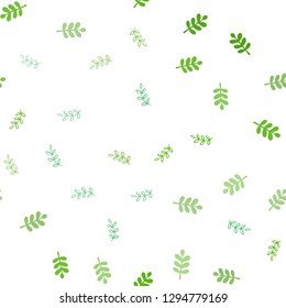Light Green vector seamless doodle template with leaves. leaves on blurred abstract background with gradient. Template for business cards, websites.