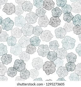 Light Green vector seamless doodle background with flowers. Colorful illustration with flowers in doodle style. Texture for window blinds, curtains.