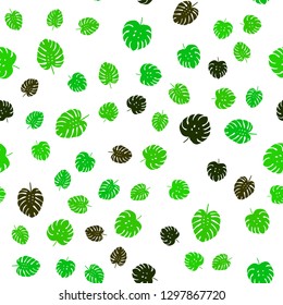 Light Green vector seamless doodle texture with leaves. Doodle illustration of leaves in Origami style with gradient. Pattern for trendy fabric, wallpapers.