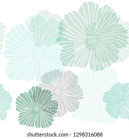 Light Green vector seamless doodle layout with flowers. Creative illustration in blurred style with flowers. Pattern for design of fabric, wallpapers.