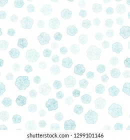Light Green vector seamless doodle texture with flowers. Doodle illustration of flowers in Origami style. Design for wallpaper, fabric makers.