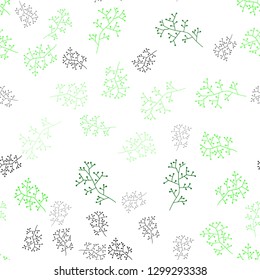 Light Green vector seamless doodle pattern with branches. Abstract illustration with leaves, branches in doodles style. Pattern for design of fabric, wallpapers.