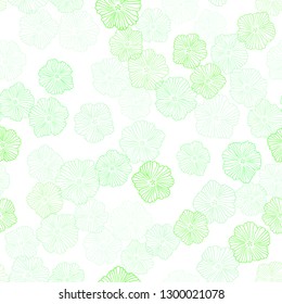 Light Green vector seamless doodle texture with flowers. Flowers in natural style on white background. Template for business cards, websites.