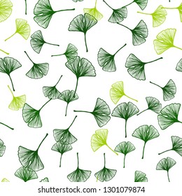 Light Green vector seamless doodle pattern with leaves. Blurred decorative design in Indian style with leaves. Texture for window blinds, curtains.