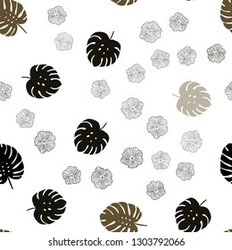 Light Green vector seamless doodle backdrop with flowers, leaves. Leaves and flowers with gradient on white background. Design for wallpaper, fabric makers.