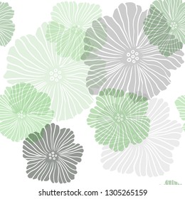 Light Green vector seamless doodle texture with flowers. Decorative design of flowers on white background. Template for business cards, websites.