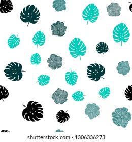 Light Green vector seamless doodle background with flowers, leaves. Sketchy doodles on white background. Pattern for trendy fabric, wallpapers.