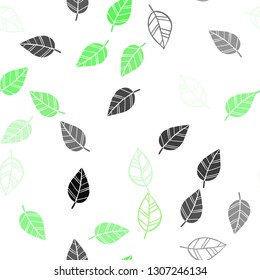 Light Green vector seamless doodle pattern with leaves. Colorful abstract illustration with leaves in doodle style. Pattern for design of window blinds, curtains.