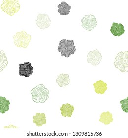 Light Green vector seamless doodle pattern with flowers. Decorative design of flowers on white background. Design for wallpaper, fabric makers.