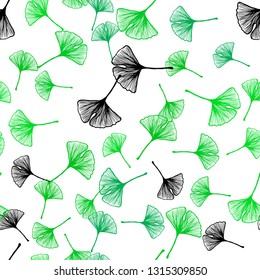 Light Green vector seamless doodle pattern with leaves. Blurred decorative design in Indian style with leaves. Pattern for design of fabric, wallpapers.