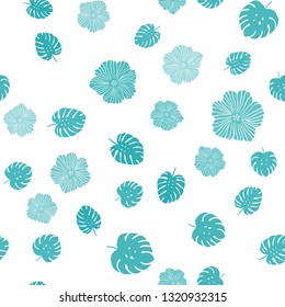 Light Green vector seamless doodle backdrop with flowers, leaves. Modern abstract illustration with leaves and flowers. Pattern for design of fabric, wallpapers.