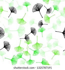 Light Green vector seamless doodle background with leaves. leaves on blurred abstract background with gradient. Pattern for trendy fabric, wallpapers.