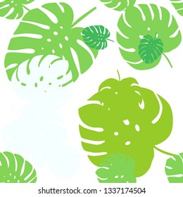 Light Green vector seamless doodle pattern with leaves. Doodle illustration of leaves in Origami style with gradient. Design for wallpaper, fabric makers.