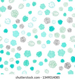 Light Green vector seamless doodle texture with leaves, flowers. Illustration with doodles on abstract template. Design for wallpaper, fabric makers.