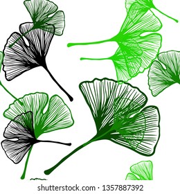 Light Green vector seamless doodle backdrop with leaves. Doodle illustration of leaves in Origami style with gradient. Design for textile, fabric, wallpapers.