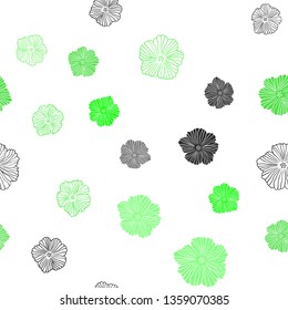 Light Green vector seamless doodle background with flowers. Modern abstract illustration with flowers. Pattern for trendy fabric, wallpapers.