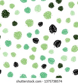 Light Green vector seamless doodle pattern with leaves. leaves on elegant natural pattern with gradient. Pattern for design of fabric, wallpapers.