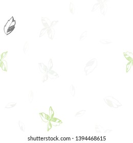 Light Green vector seamless doodle template with leaves. leaves on blurred abstract background with gradient. Pattern for design of fabric, wallpapers.