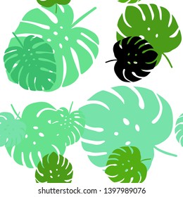 Light Green vector seamless doodle pattern with leaves. leaves on blurred abstract background with gradient. Design for wallpaper, fabric makers.