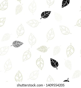 Light Green vector seamless doodle layout with leaves. Creative illustration in blurred style with leaves. Trendy design for wallpaper, fabric makers.