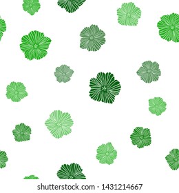 Light Green vector seamless doodle background with flowers. Modern abstract illustration with flowers. Design for wallpaper, fabric makers.