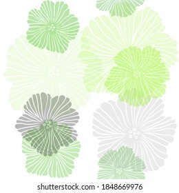 Vector verde claro patrón de doodle sin fisuras con flores. Una elegante ilustración brillante con flores. Plantilla para tarjetas de visita, sitios web.