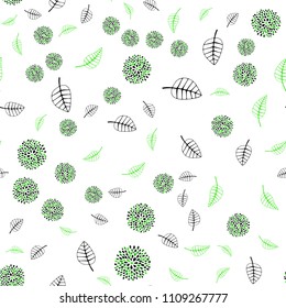 Light Green vector seamless elegant wallpaper with leaves and flowers. Leaves and flowers with gradient on white background. The best blurred design for your business.