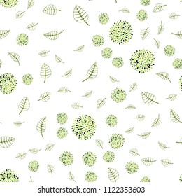 Light Green vector seamless elegant background with leaves and flowers. Modern abstract illustration with leaves and flowers. Pattern for heads of websites and designs.