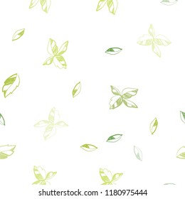 Light Green vector seamless elegant template with leaves. Shining colored illustration with leaves in doodle style. Trendy design for wallpaper, fabric makers.