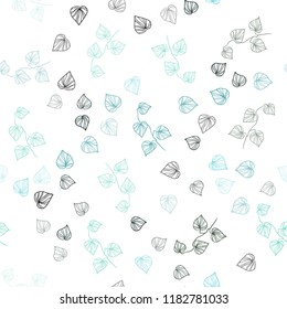 Light Green vector seamless elegant background with leaves. Glitter abstract illustration with doodles and leaves. Pattern for trendy fabric, wallpapers.
