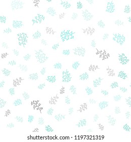 Light Green vector seamless elegant pattern with leaves, branches. Sketchy doodles on white background. Pattern for design of window blinds, curtains.
