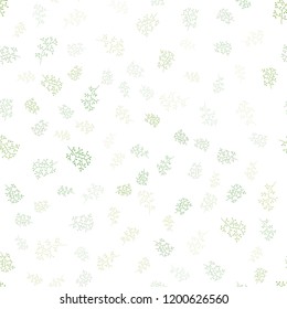 Light Green vector seamless elegant wallpaper with leaves, branches. Illustration with doodles on abstract template. Design for textile, fabric, wallpapers.