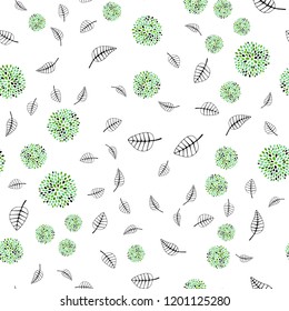 Light Green vector seamless elegant background with leaves, flowers. Doodle with leaves, flowers in Origami style. Pattern for trendy fabric, wallpapers.