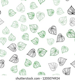 Light Green vector seamless elegant wallpaper with leaves. Colorful illustration in doodle style with leaves. Pattern for design of window blinds, curtains.