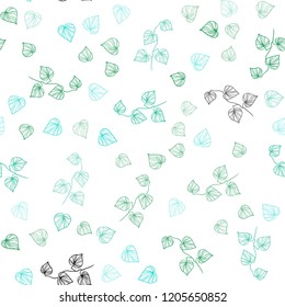 Light Green vector seamless elegant background with leaves. Decorative illustration with doodles on abstract template. Trendy design for wallpaper, fabric makers.