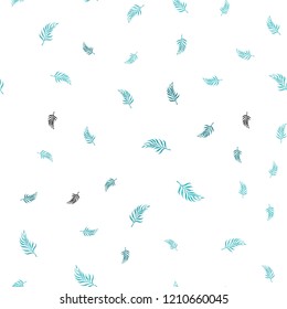 Light Green vector seamless elegant background with leaves. A vague abstract illustration with leaves in doodles style. Design for textile, fabric, wallpapers.