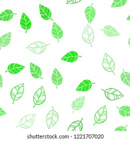 Light Green vector seamless elegant template with leaves. Doodle illustration of leaves in Origami style with gradient. Pattern for design of window blinds, curtains.