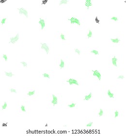 Light Green vector seamless elegant template with leaves. Glitter abstract illustration with doodles and leaves. Pattern for design of window blinds, curtains.