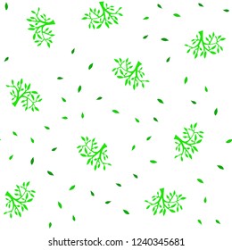Light Green vector seamless elegant template with leaves, branches. Leaves and branches with gradient on white background. Design for textile, fabric, wallpapers.