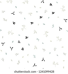 Light Green vector seamless elegant template with leaves. Glitter abstract illustration with doodles and leaves. Template for business cards, websites.