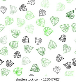 Light Green vector seamless elegant template with leaves. Decorative illustration with doodles on abstract template. Pattern for trendy fabric, wallpapers.