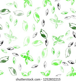 Light Green vector seamless elegant pattern with leaves. Colorful illustration in doodle style with leaves. Pattern for design of window blinds, curtains.