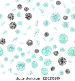 Light Green vector seamless elegant template with leaves and flowers. An elegant bright illustration with leaves and flowers. Pattern for design of fabric, wallpapers.